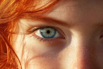 Obraz premium Woman with red hair and blue eye