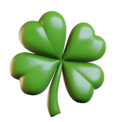 Cartoon four-leaf clover 3d icon for mobile apps, nature design packs, and positive motivational visuals