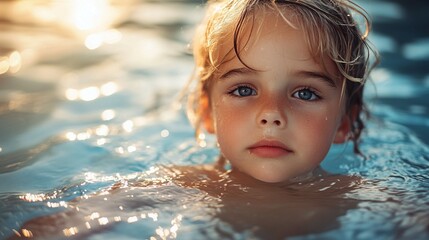 child swimming in a pool 
