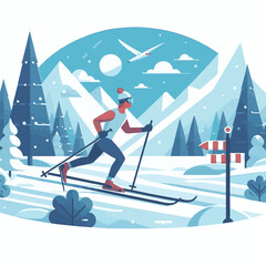 snow, ski, sport, winter, nature, active, cold, vacation, exercise, cross, activity, skier, season, outdoor, man, landscape, athlete, trail, lifestyle, cross-country skiing, skiing, training, forest, 