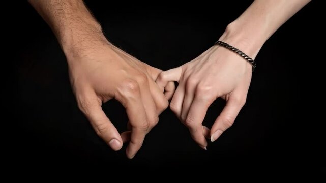 Two Hands holding pinkies Relationship and Missed Connections Concept, sweet
