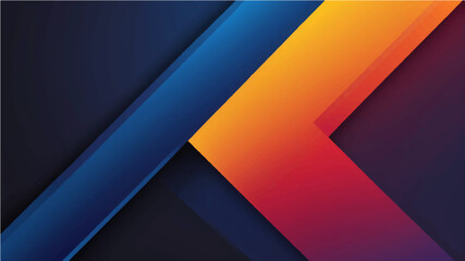 Gradient background features vibrant yellow, orange, red hues transitioning into deep blues. Diagonal lines create dynamic visual effect. Smooth color blending dominates composition. 