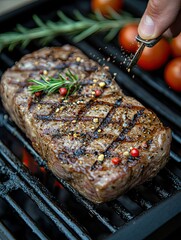 Delicious grilled meat, juicy steaks, and cheerful outdoor meals with friends captured in sunny