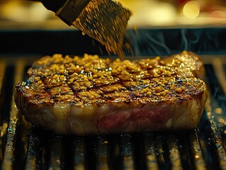 Delicious grilled meat, juicy steaks, and cheerful outdoor meals with friends captured in sunny