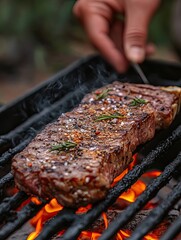 Delicious grilled meat, juicy steaks, and cheerful outdoor meals with friends captured in sunny