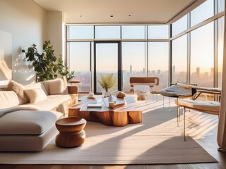 Fototapeta premium modren living room with glass walls 