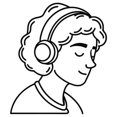 vector illustration of a woman with headphone