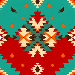 Elegant Navajo-inspired textile design with warm symmetry, seamless pattern.