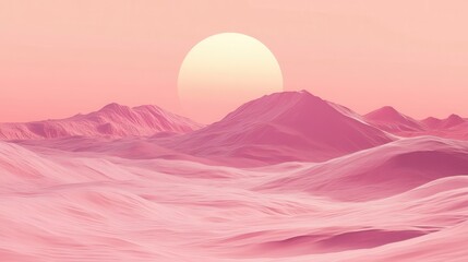 Surreal Desert Landscape Under Pink Sky