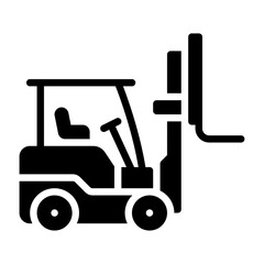 Forklift glyph solid icon. forklift black illustration