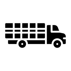 Stake Bed Truck glyph solid icon. truck black illustration