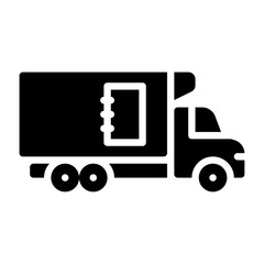 Refrigerated Truck glyph solid icon. truck black illustration