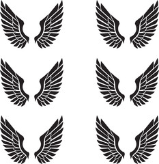 Silhouette simple wings design set vector illustration. 
