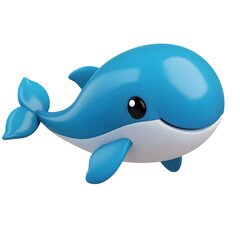 3d rendering of a blue baby whale character with kawaii style for sea-themed content, toys, and nursery designs