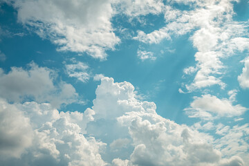 Beautiful cumulus clouds in the blue sky. natural background