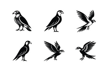 Eurasian Hobby bird, silhouette vector illustration
