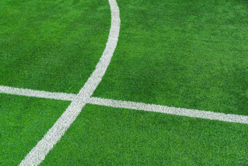Fototapeta premium green grass on the soccer arena - line in soccer stadium.