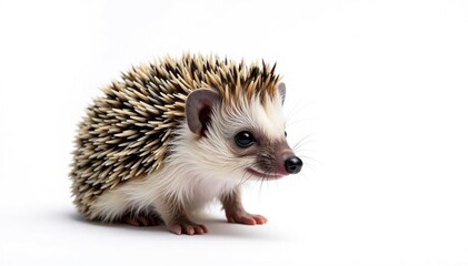 Obraz premium Small hedgehog isolated on pure white background, element, day