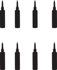 Premium vector. Set of silhouettes of color tube on white background. 