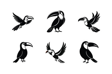 Toco Toucan bird, silhouette vector illustration