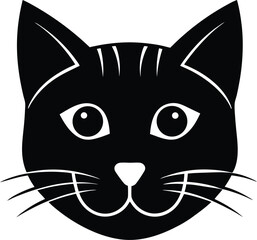 cat head icon black silhouette vector illustration on transparent background
