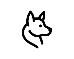 Minimalist Dog Head Profile in Line Art Style