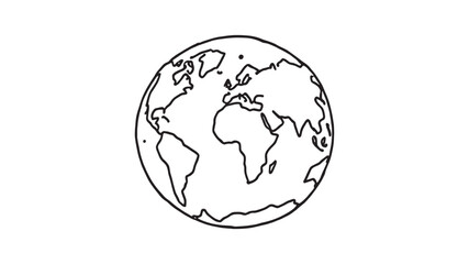 Globe line art illustration for minimalist and modern world map art
