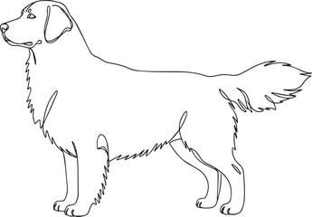 Silhouette line art vector illustration of a dog stock on white background. 