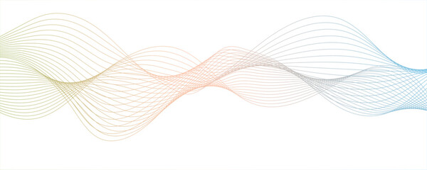  Colorful glowing frequency sound wave technology curve lines background. Futuristic tech background with Curved wavy line. Creative wavy stripes line art
