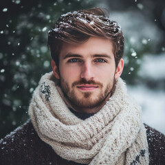 portrait of young man in winter