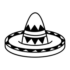 A doodle style icon of a sombrero hat 
