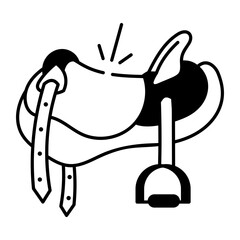 A hand drawn icon of a riding saddle 
