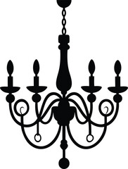 Chandelier icon black silhouette vector illustration on transparent background
