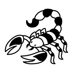 A hand drawn style icon of a scorpion 
