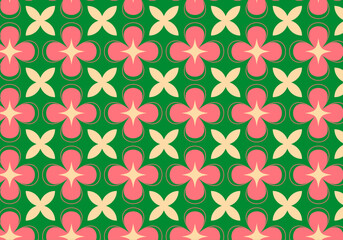 Kawura seamless batik pattern in pink and white. Also changeable green background. Perfectly fit for textile and fashion.