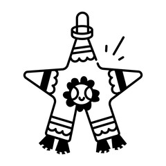 Mexican pinata icon in hand drawn style
