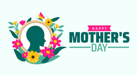 Happy Mother's Day Celebrate Mom on May 11th Background banner or poster design with flower and women icon. A day for love, appreciation, and family. Enjoy  flowers,  Honor, gratitude.