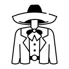 A doodle style icon of a charro suit 