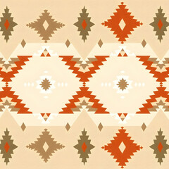 Modern Navajo-inspired chevron and diamond design, seamless pattern.