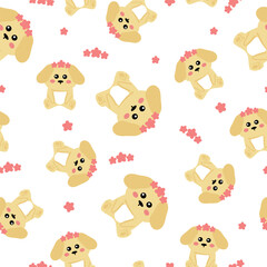 Seamless pattern cute cartoon puppy. animal pattern for wallpaper, background and gift wrap paper