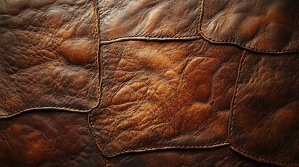 Rich Brown Patched Leather Texture Closeup