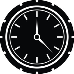Clock icon black silhouette vector illustration on transparent background
