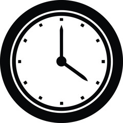 Clock icon black silhouette vector illustration on transparent background
