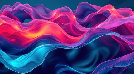 Abstract Waves Flowing with Vibrant Colors and Subtle Particle Effects