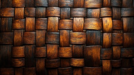Richly Textured Dark Wood Weave Pattern Background