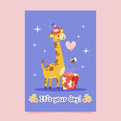 Birthday Hand Drawn Flat Greeting Card