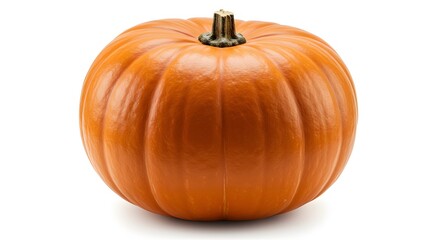 Perfect Pumpkin: A vibrant, flawless pumpkin, showcasing its classic orange hue and smooth, ribbed texture, sits on a pure white background.