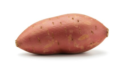 Sweet Potato: A single, perfectly-formed sweet potato, with its signature reddish-brown skin and slightly bumpy texture, sits against a clean background.
