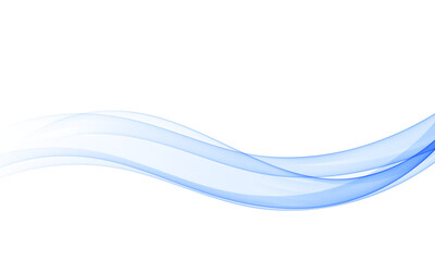 Blue Wave. Abstract, fluid, transparent design element in the form of a wave. Blue colored wave moves in a curved smoky flow.