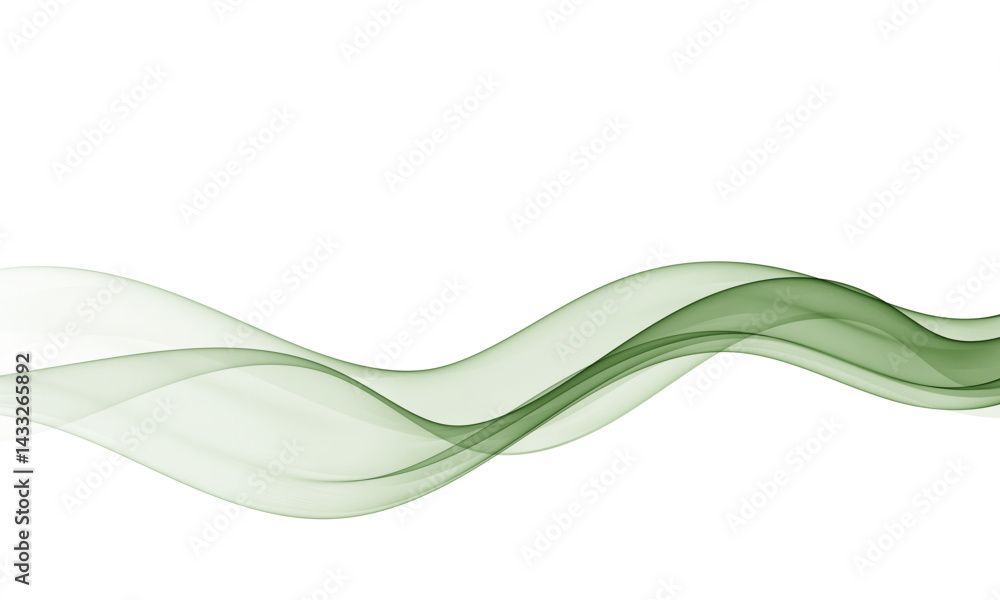 Poster green wave. an abstract, fluid, transparent design element in the form of a wave. the wave moves in 